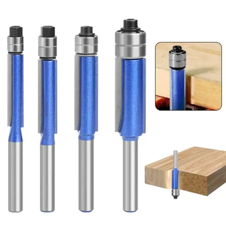 Flush Trim Router Bit Set with Double Top Bearings and Carbide Cutting Edges V Groove - Image 6