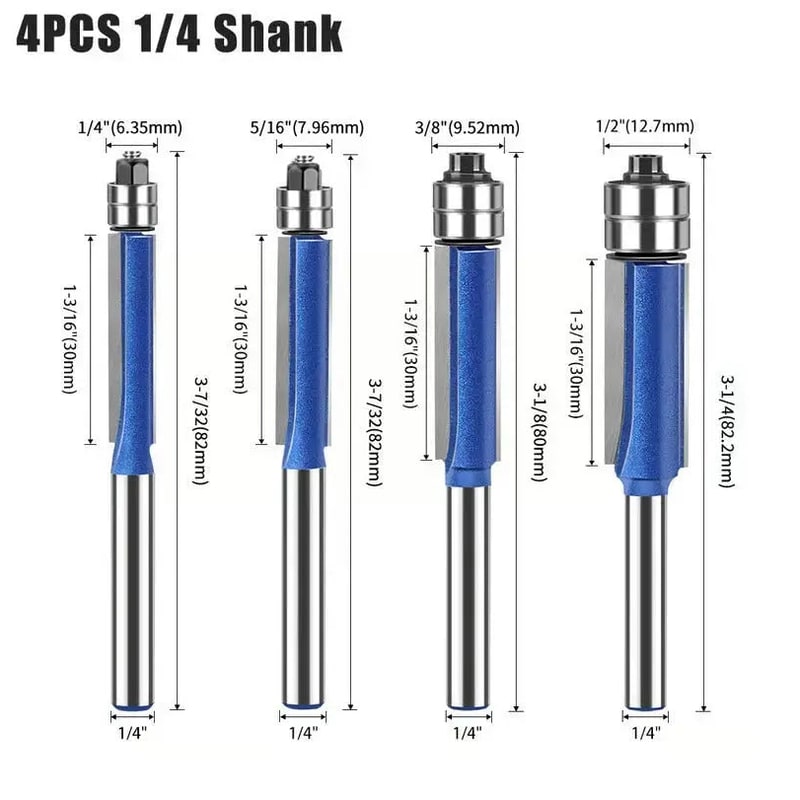 Flush Trim Router Bit Set with Double Top Bearings and Carbide Cutting Edges V Groove - Image 7
