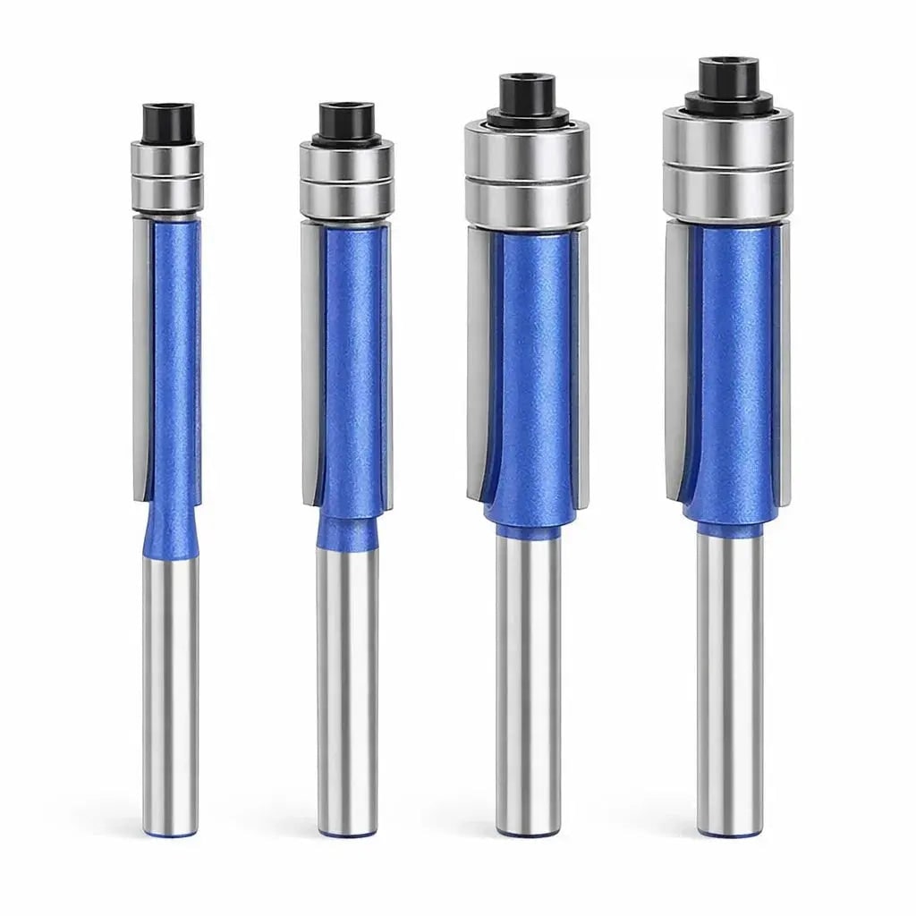 Flush Trim Router Bit Set with Double Top Bearings and Carbide Cutting Edges V Groove - Image 8