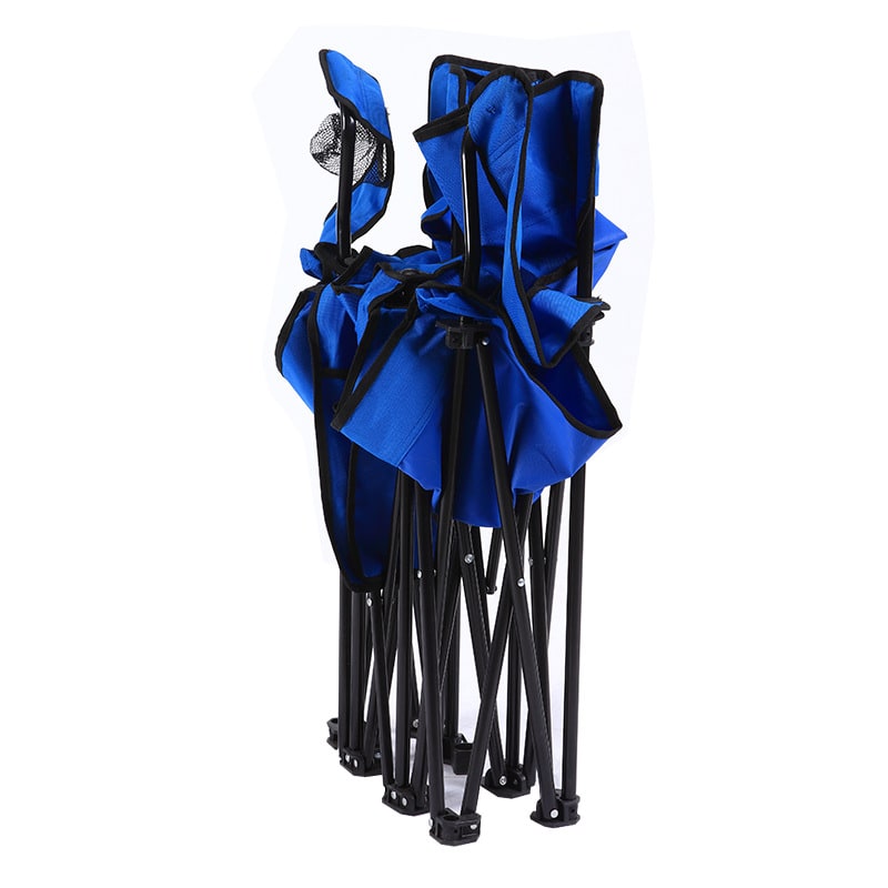 Foldable Double Collapsible Camping Chair with Center Cooler Umbrella and Cup Holders - Image 3