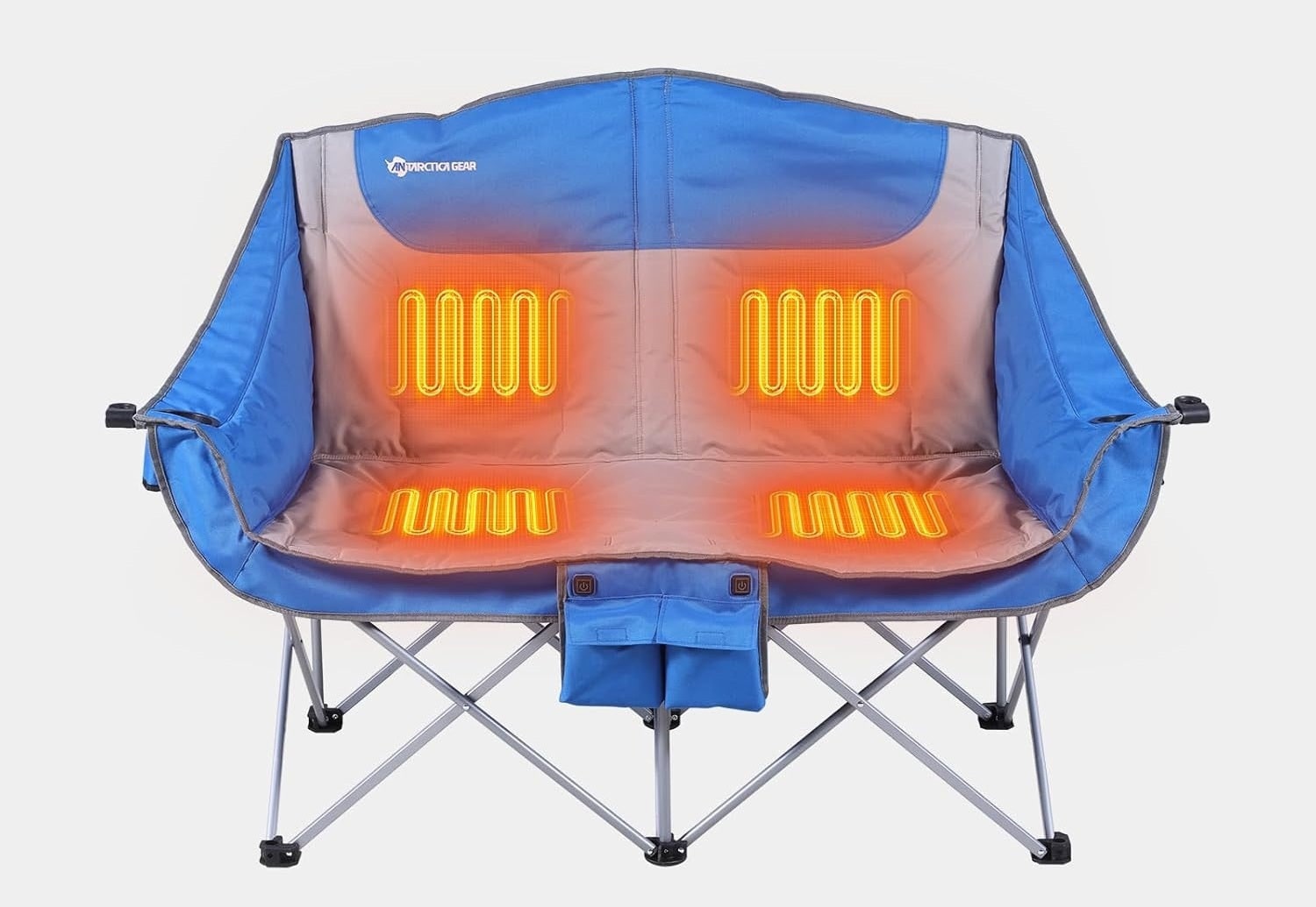 Foldable Double Collapsible Camping Chair with Portable Heated Seat and Rechargeable Battery Pack - Image 1