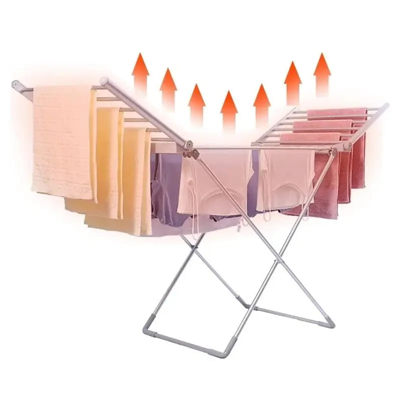 Foldable Electric Clothes Drying Rack with Heated Bars Energy Efficient Indoor Airer - Image 1