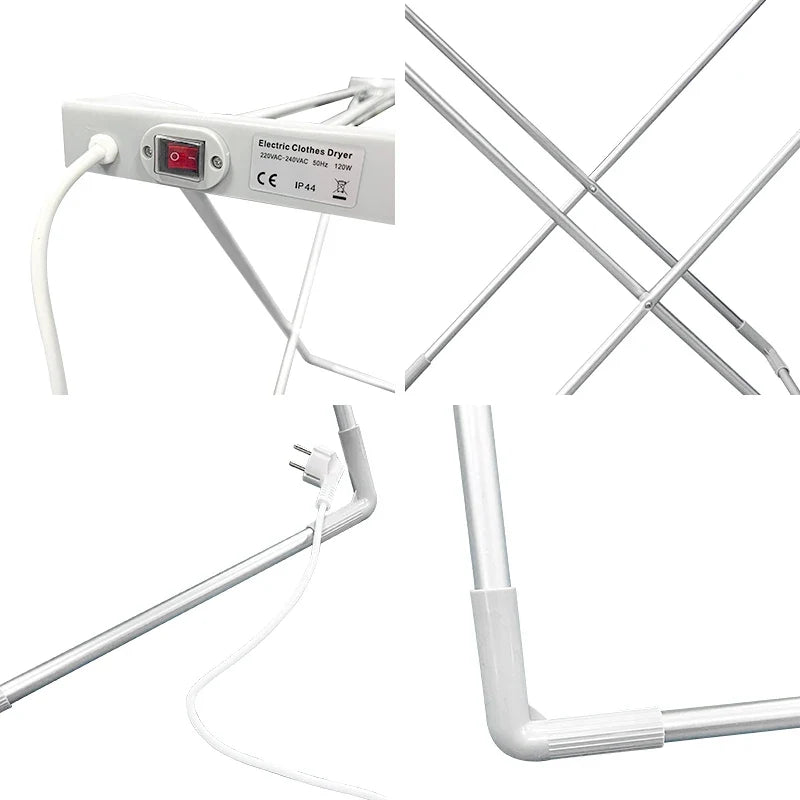 Foldable Electric Clothes Drying Rack with Heated Bars Energy Efficient Indoor Airer - Image 2