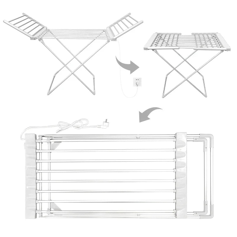 Foldable Electric Clothes Drying Rack with Heated Bars Energy Efficient Indoor Airer - Image 5