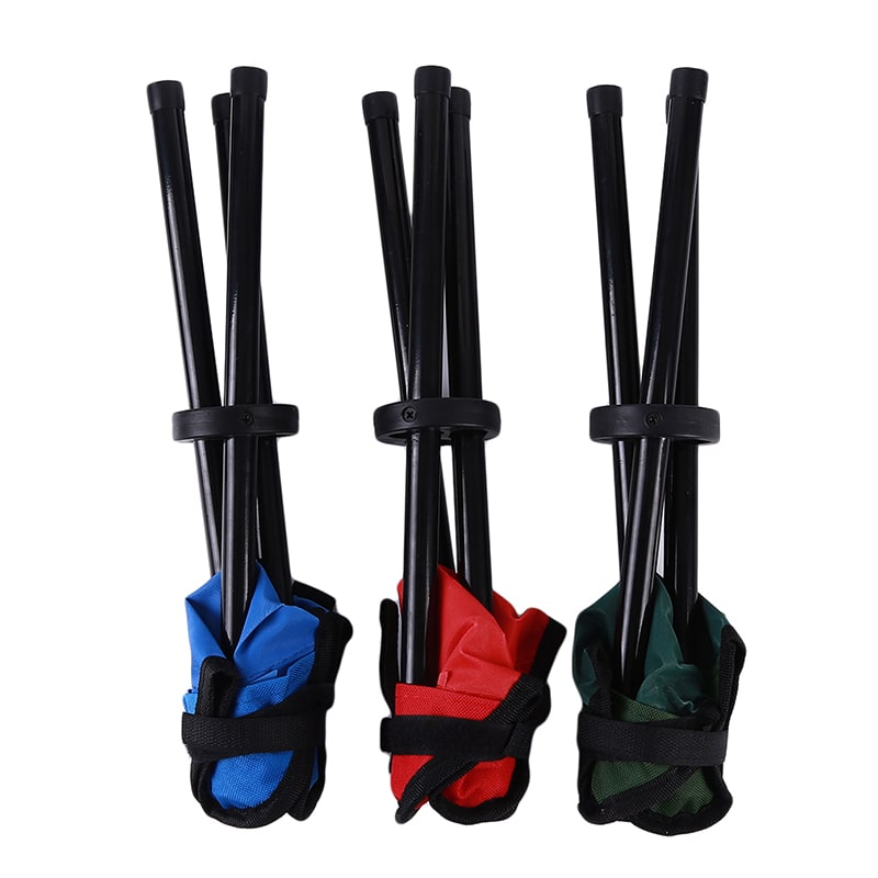 Folding Collapsible Foldable Step Stool with Triangular Fabric Seat and Tripod Metal Frame - Image 1