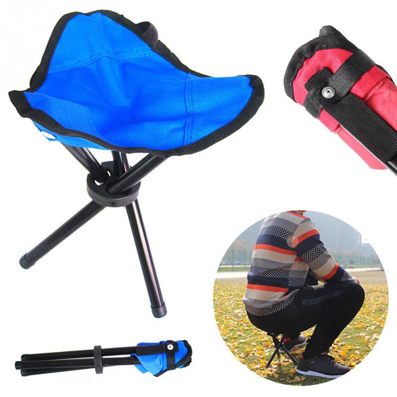 Folding Collapsible Foldable Step Stool with Triangular Fabric Seat and Tripod Metal Frame - Image 7