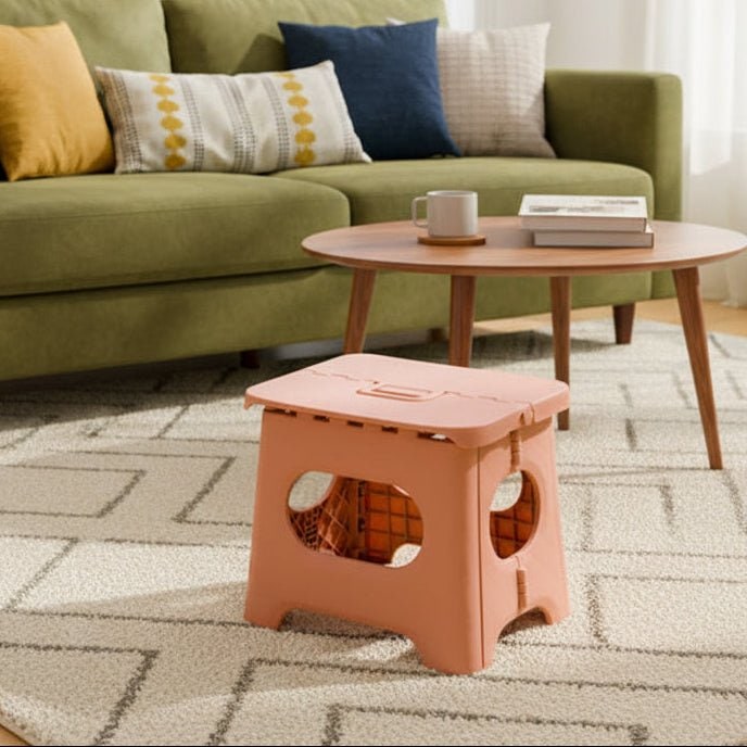 Folding Step Stool with Built-In Handle Lightweight Portable Plastic Design - Image 1