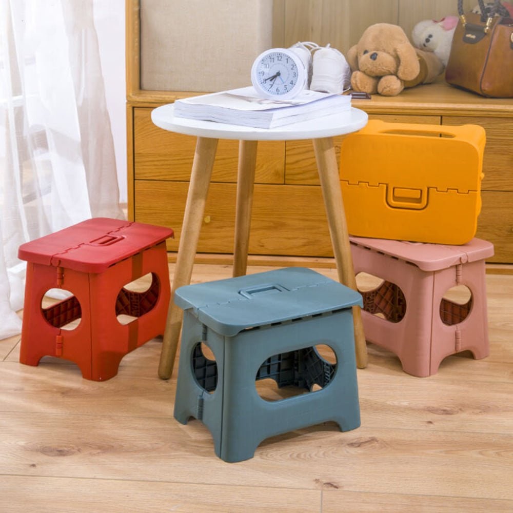 Folding Step Stool with Built-In Handle Lightweight Portable Plastic Design - Image 3