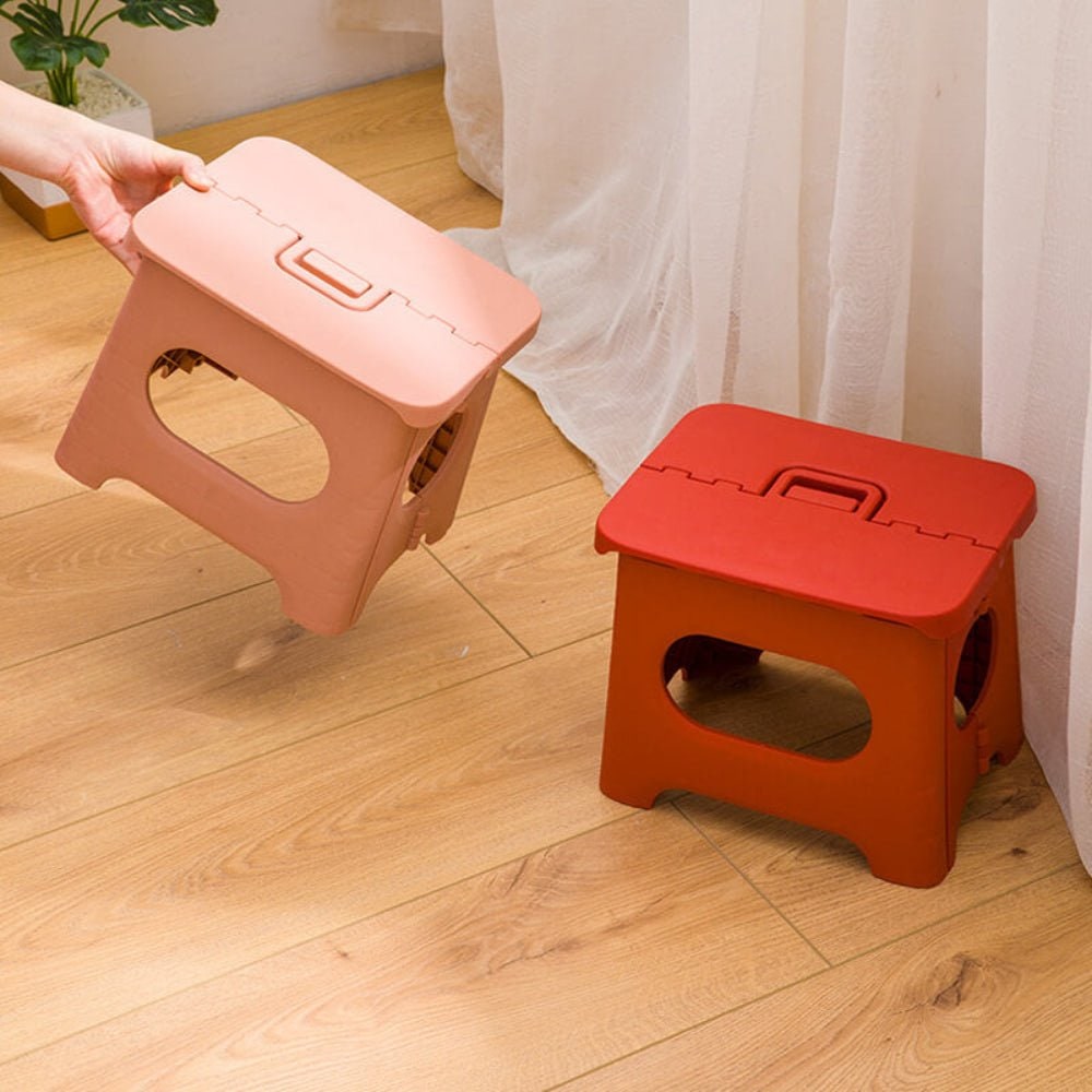 Folding Step Stool with Built-In Handle Lightweight Portable Plastic Design - Image 4