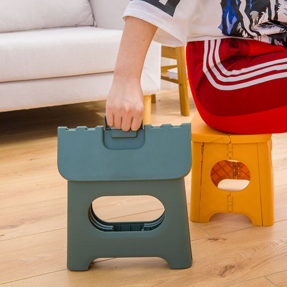 Folding Step Stool with Built-In Handle Lightweight Portable Plastic Design - Image 7