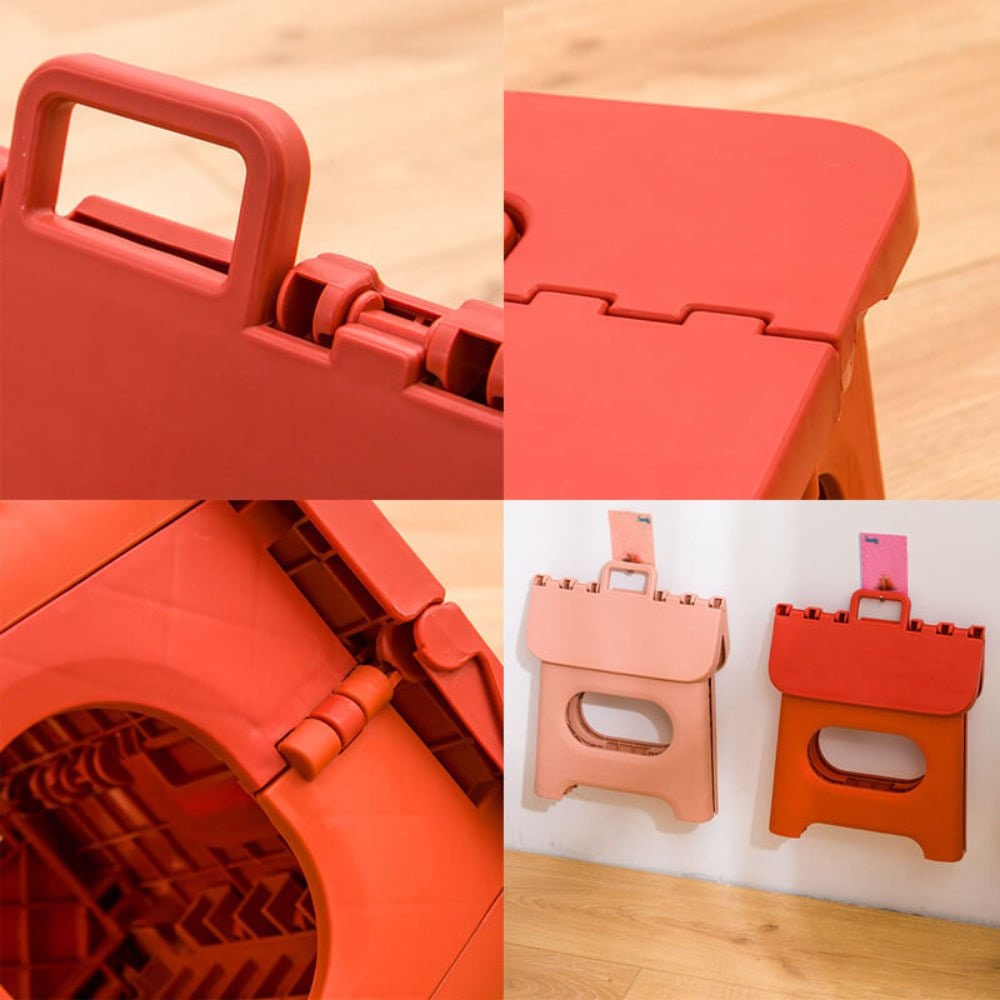 Folding Step Stool with Built-In Handle Lightweight Portable Plastic Design - Image 9