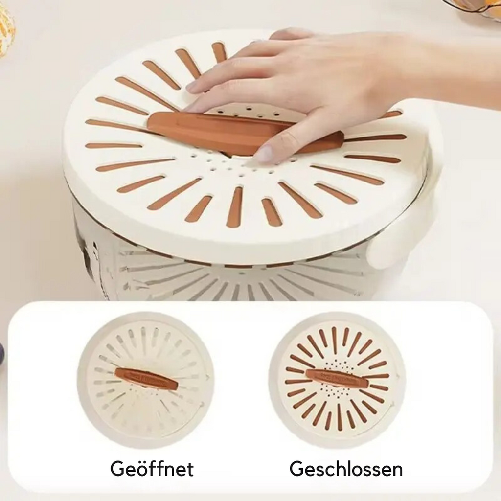 Food Storage Container with Removable Colander Ventilated Lid and Folding Handle for Produce - Image 2
