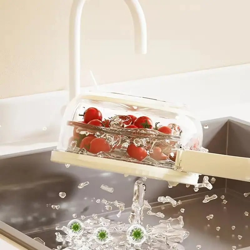 Food Storage Container with Removable Colander Ventilated Lid and Folding Handle for Produce - Image 3