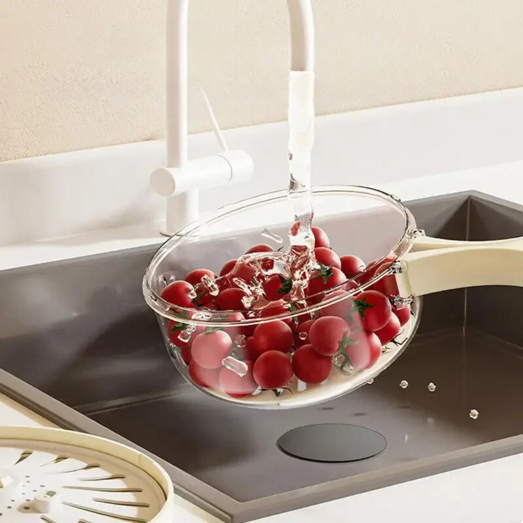 Food Storage Container with Removable Colander Ventilated Lid and Folding Handle for Produce - Image 6