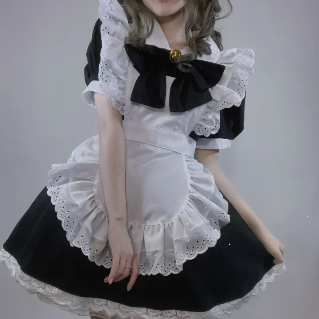 French Maid Costume with Ruffled Apron for Halloween - Image 2