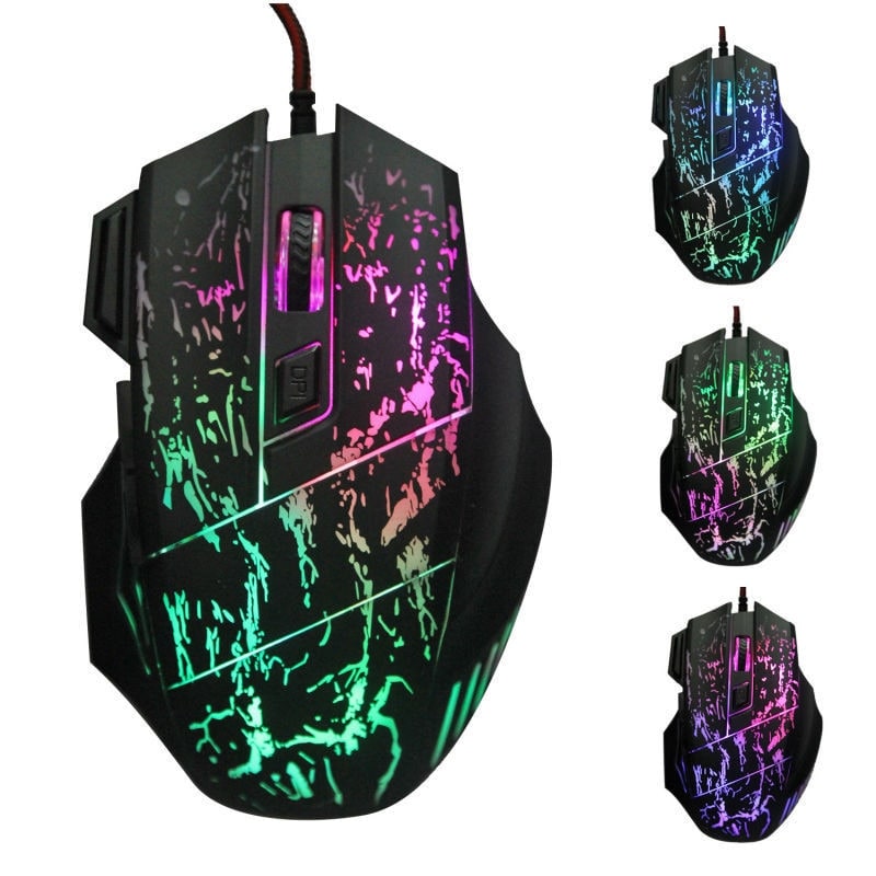 Gaming Mouse Wired Optical Rgb with Cracked Pattern Design and Braided Cable - Image 2