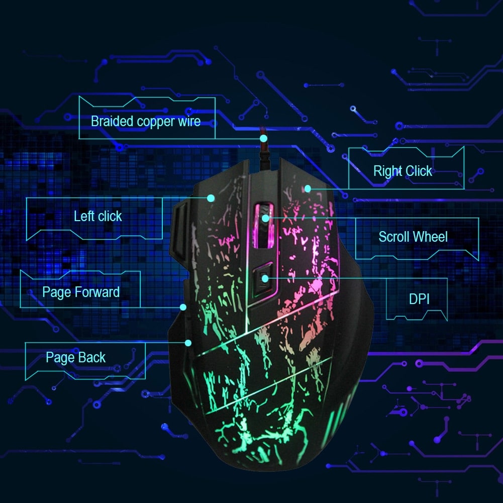 Gaming Mouse Wired Optical Rgb with Cracked Pattern Design and Braided Cable - Image 4