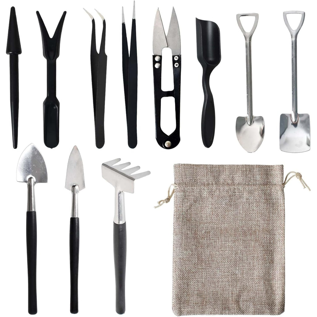 Gardening Tool Set Kit with Miniature Tweezers and Drawstring Pouch for Succulents Lawn Edger - Image 1