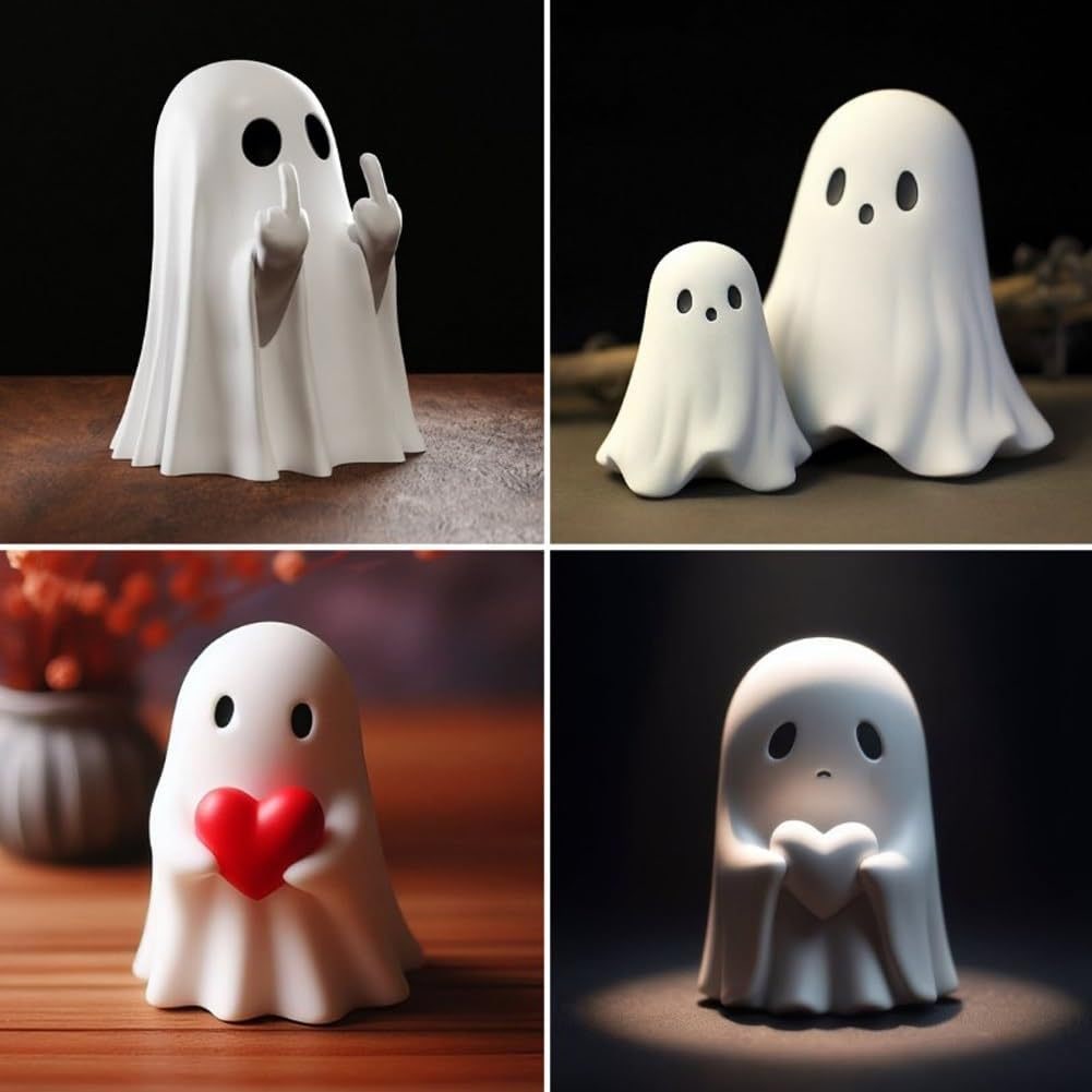 Ghost Figurine Statue Resin Decor with Matte Finish for Halloween Home Shelf Decorations - Image 3