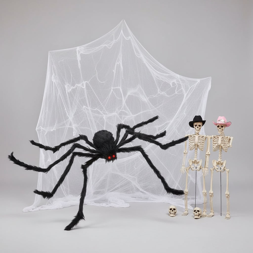 Giant Halloween Spider Decoration with Poseable Legs and Web Blow Up - Image 3