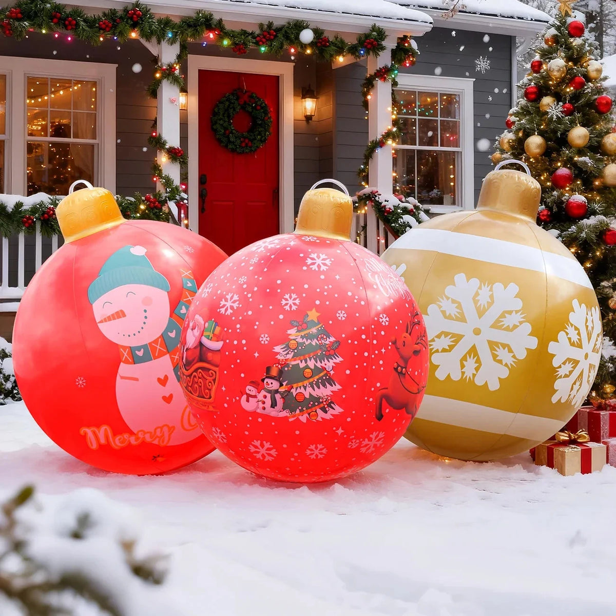 Giant Inflatable Christmas Ornament Bauble for Outdoor Decor with Weather-Resistant PVC - Image 2