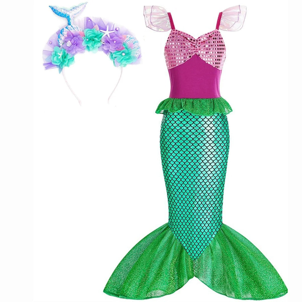Girls' Halloween Mermaid Costume Outfit with Accessories for Dress-Up Party Ariel - Image 10