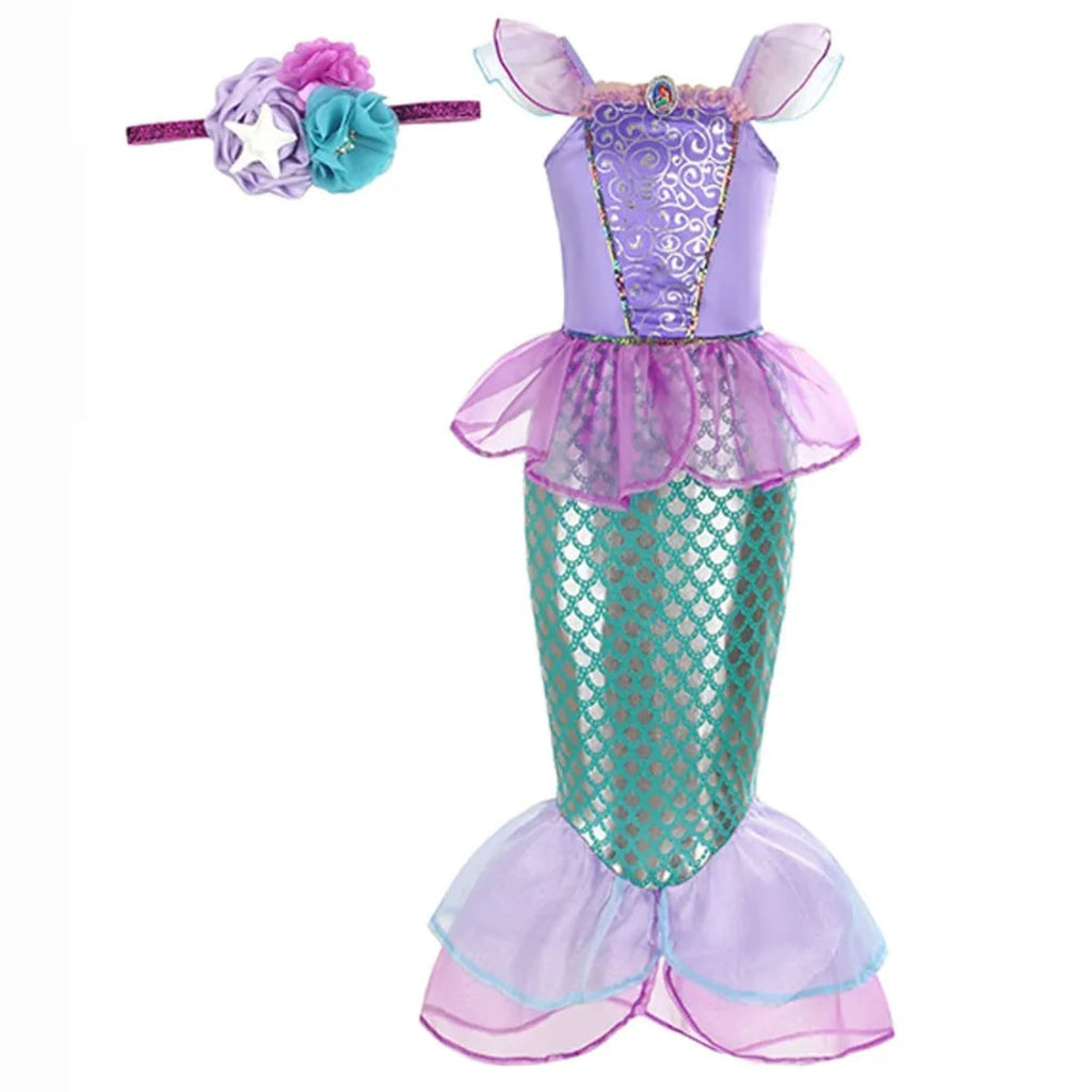 Girls' Halloween Mermaid Costume Outfit with Accessories for Dress-Up Party Ariel - Image 8