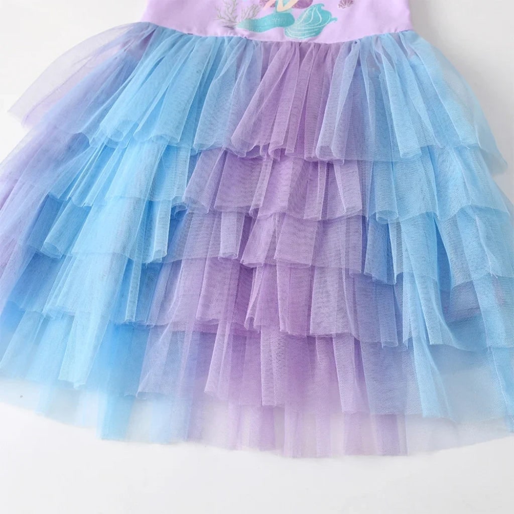 Girls' Halloween Mermaid Tutu Dress with Tiered Skirt for Party and Costume Dress-Up - Image 3