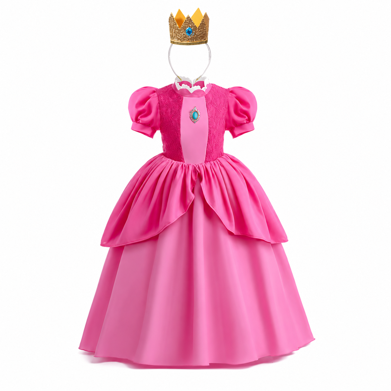 Girls' Halloween mushroom princess and Toadstool Costume Dress Set with Crown Gloves and Wand - Image 3