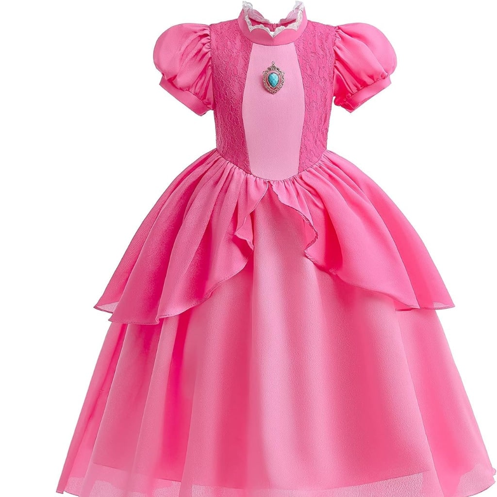 Girls' Halloween mushroom princess and Toadstool Costume Dress Set with Crown Gloves and Wand - Image 7