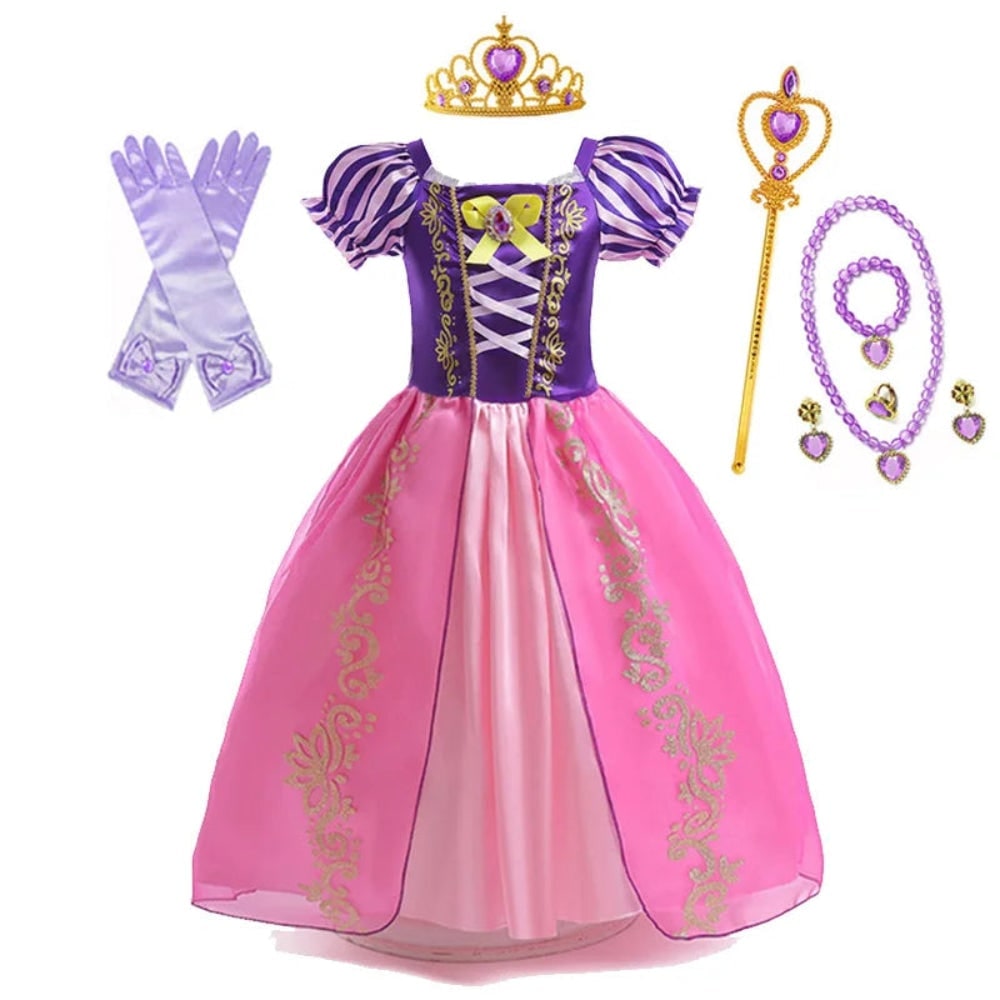 Girls' Halloween Princess Costume and Dresses for Dress Up Tiara Gloves Games - Image 12