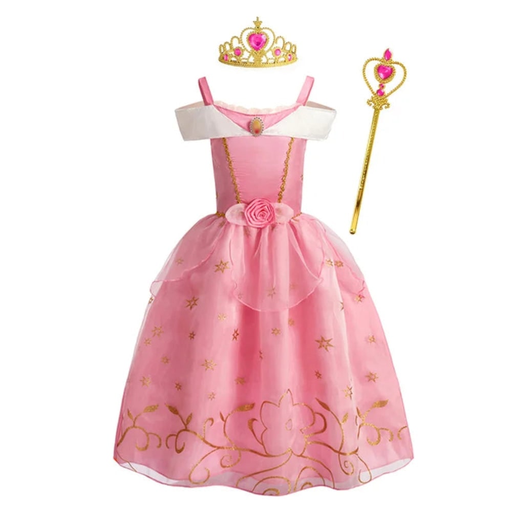 Girls' Halloween Princess Costume and Dresses for Dress Up Tiara Gloves Games - Image 14