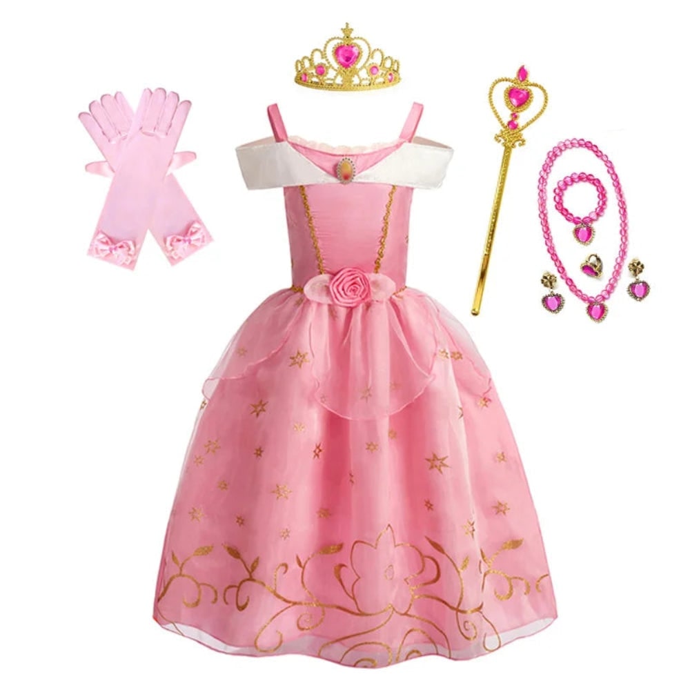 Girls' Halloween Princess Costume and Dresses for Dress Up Tiara Gloves Games - Image 15