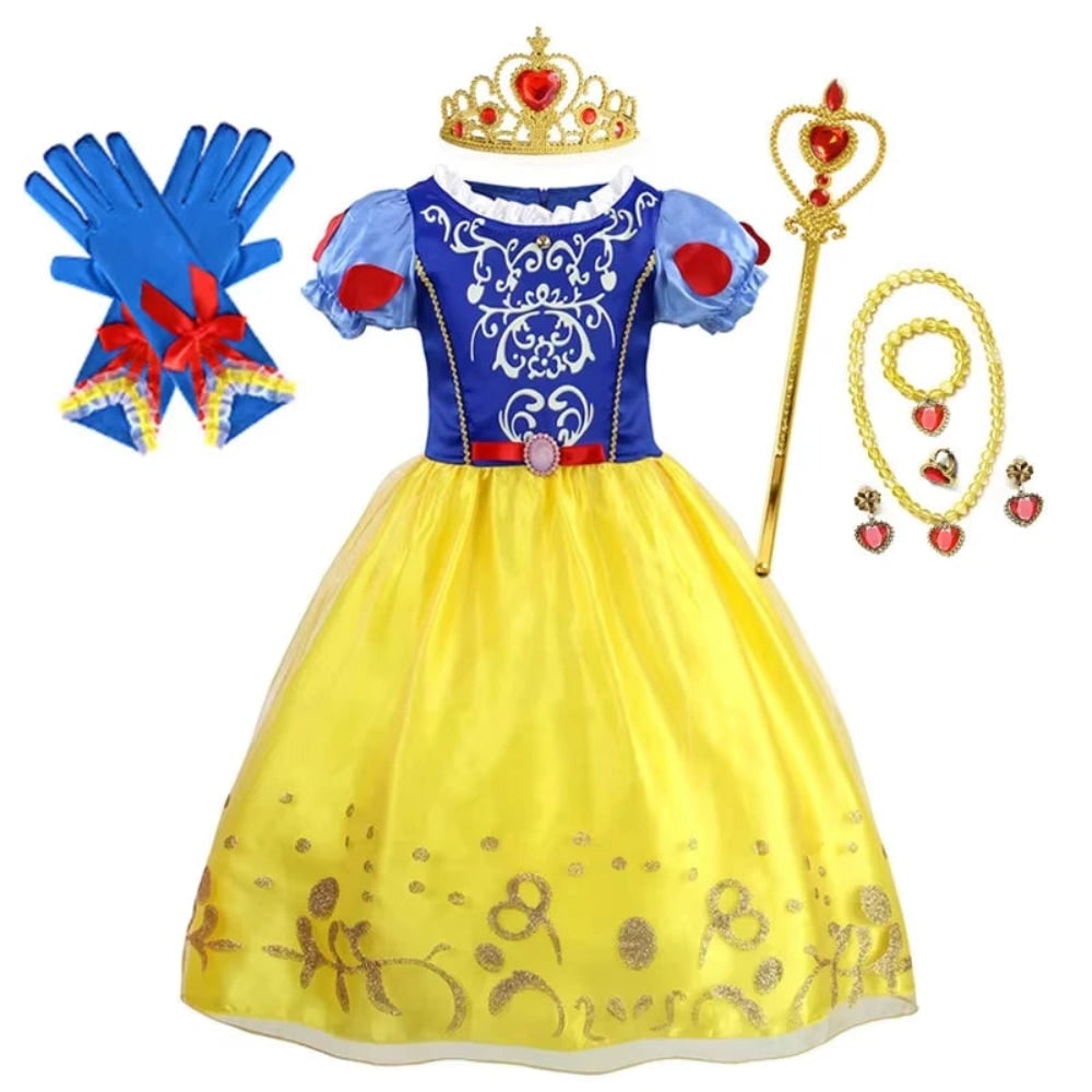 Girls' Halloween Princess Costume and Dresses for Dress Up Tiara Gloves Games - Image 18