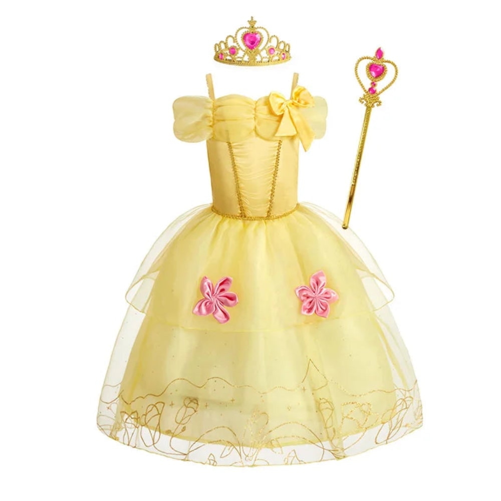 Girls' Halloween Princess Costume and Dresses for Dress Up Tiara Gloves Games - Image 2