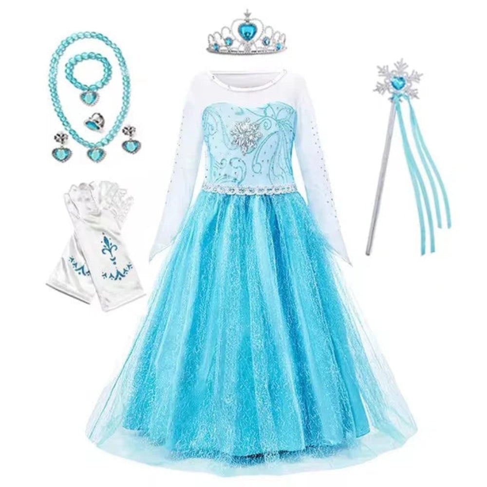 Girls' Halloween Princess Costume and Dresses for Dress Up Tiara Gloves Games - Image 21