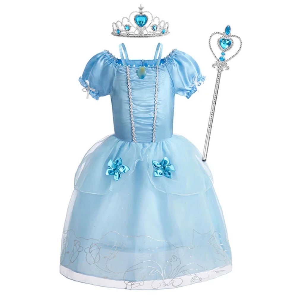 Girls' Halloween Princess Costume and Dresses for Dress Up Tiara Gloves Games - Image 5
