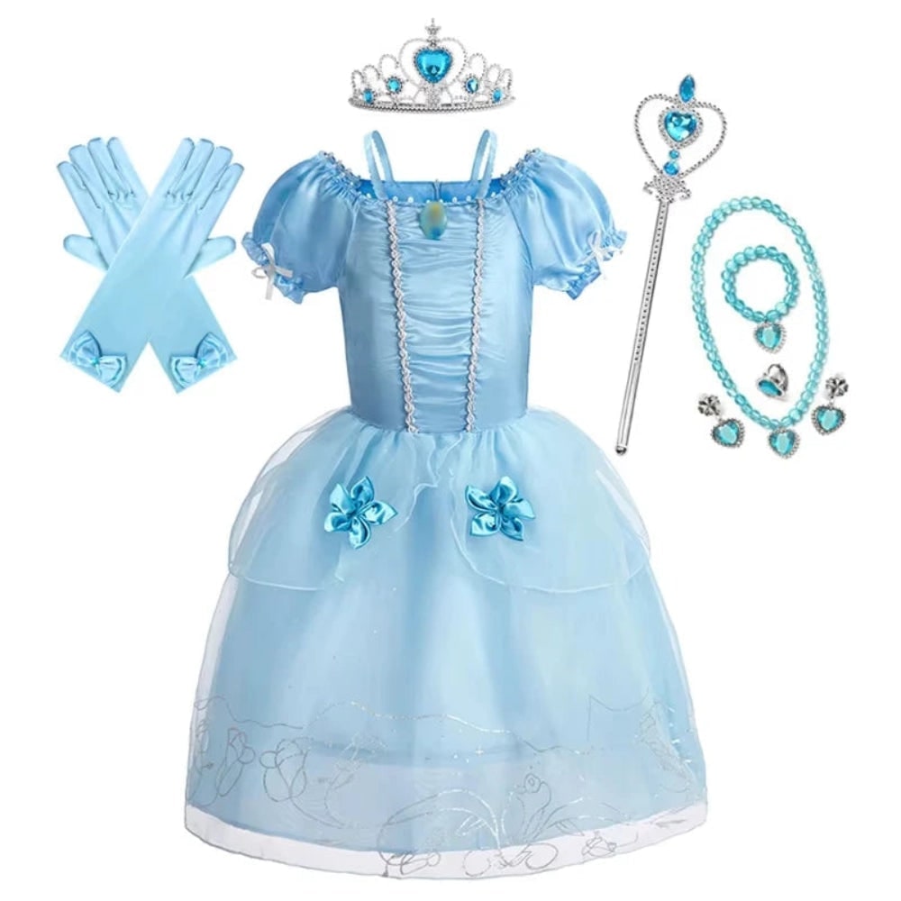 Girls' Halloween Princess Costume and Dresses for Dress Up Tiara Gloves Games - Image 6