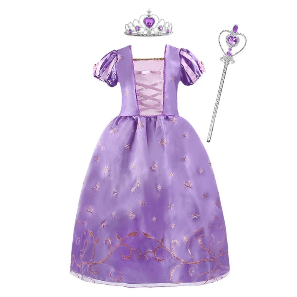Girls' Halloween Princess Costume and Dresses for Dress Up Tiara Gloves Games - Image 8