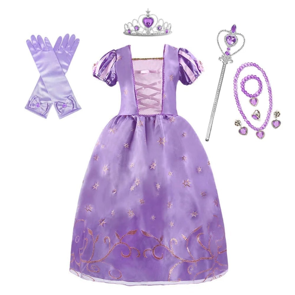 Girls' Halloween Princess Costume and Dresses for Dress Up Tiara Gloves Games - Image 9