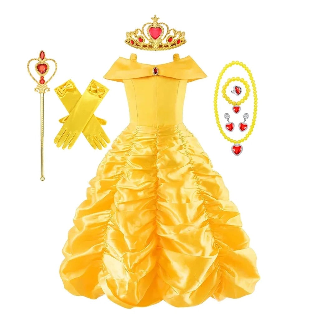 Girls' Halloween Princess Costume and Dresses with Ball Gown Tiara Scepter and Accessories Set - Image 5