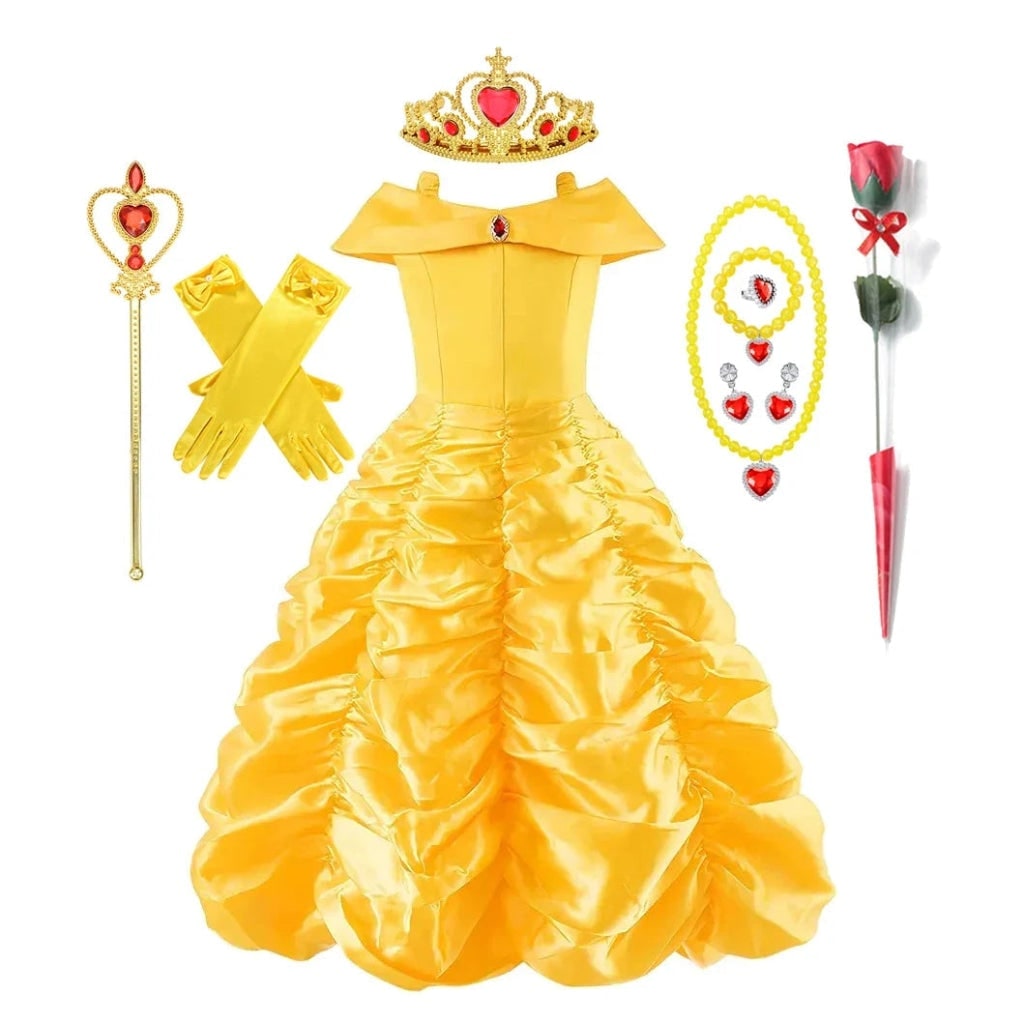 Girls' Halloween Princess Costume and Dresses with Ball Gown Tiara Scepter and Accessories Set - Image 6