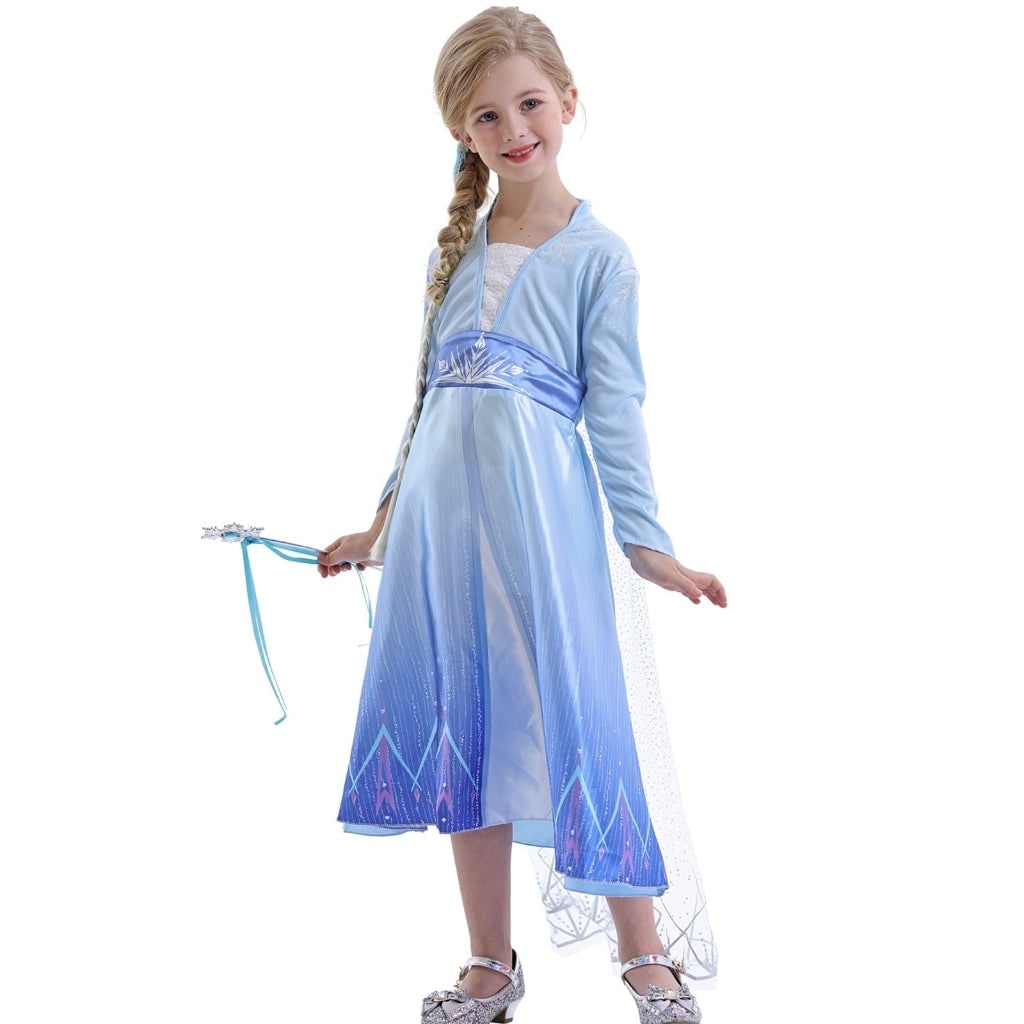 Girls' Halloween Princess Costume Dress with Cape and Wand Accessory Set - Image 2