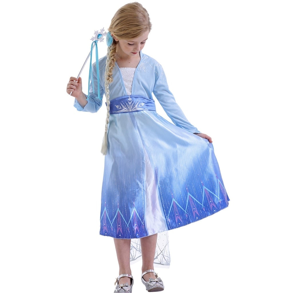 Girls' Halloween Princess Costume Dress with Cape and Wand Accessory Set - Image 4