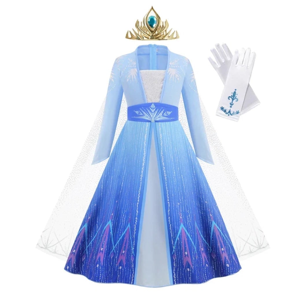 Girls' Halloween Princess Costume Dress with Tiara Wand and Gloves Dorothy Wizard Of Oz - Image 2