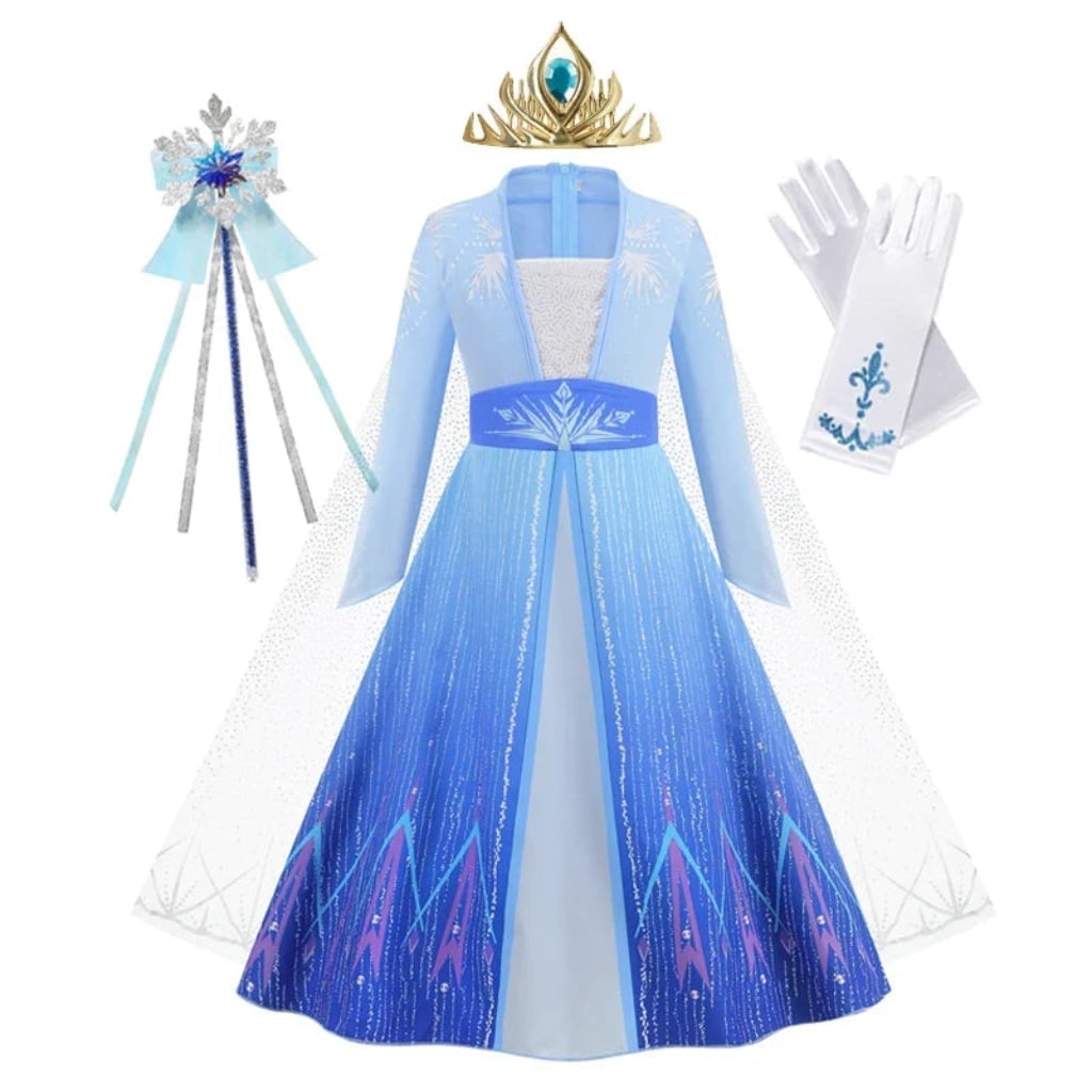 Girls' Halloween Princess Costume Dress with Tiara Wand and Gloves Dorothy Wizard Of Oz - Image 3