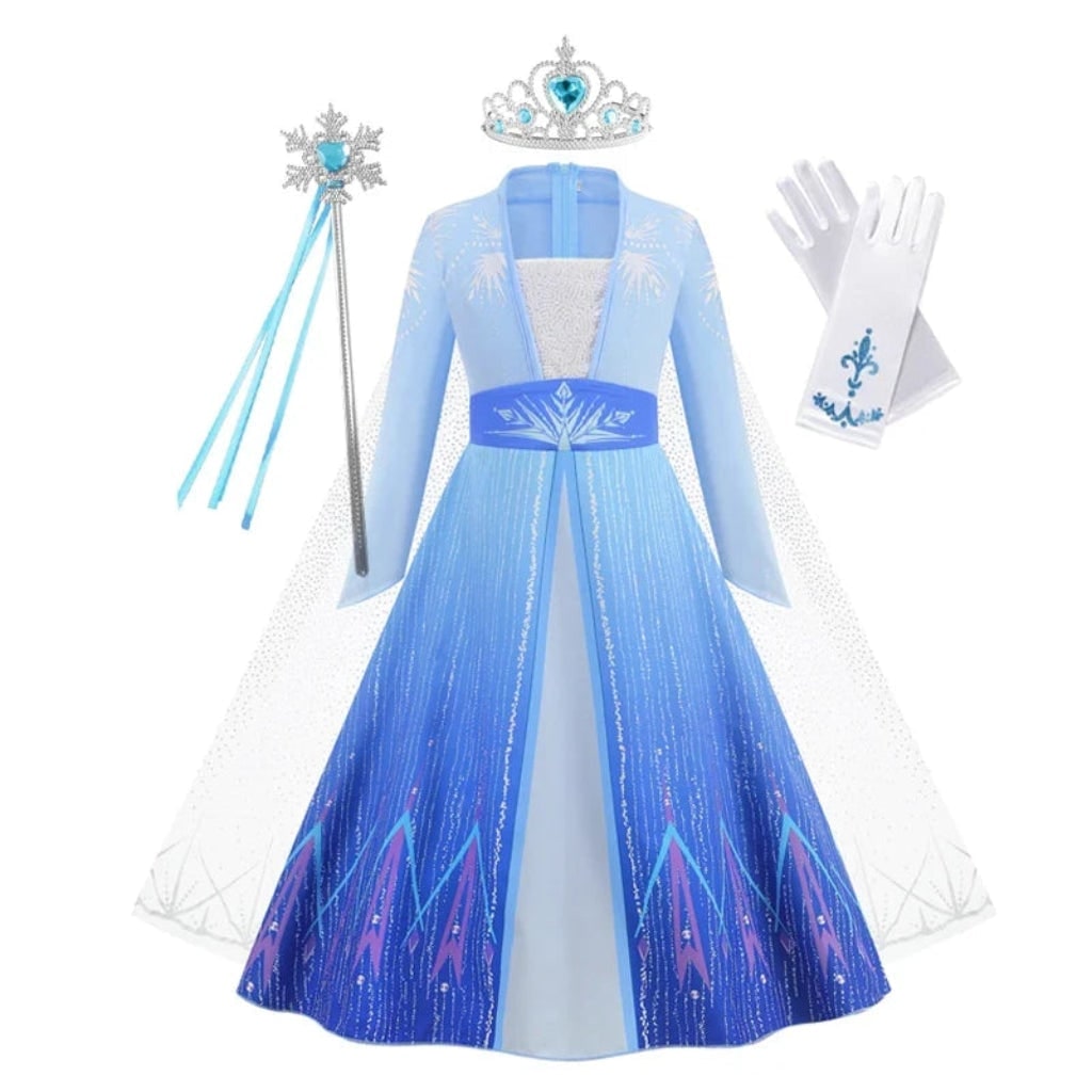 Girls' Halloween Princess Costume Dress with Tiara Wand and Gloves Dorothy Wizard Of Oz - Image 5