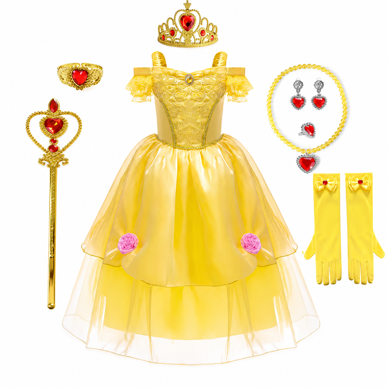 Girls' Halloween Princess Costume Dress with Tulle Skirt Tiara and Accessories Set - Image 10