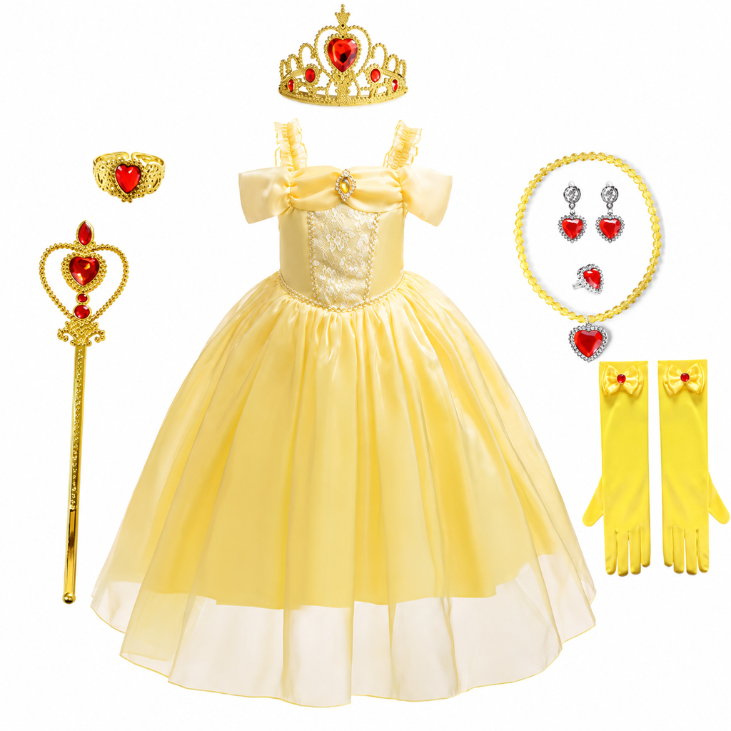 Girls' Halloween Princess Costume Dress with Tulle Skirt Tiara and Accessories Set - Image 11