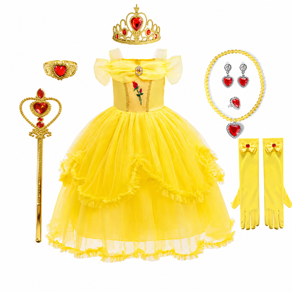 Girls' Halloween Princess Costume Dress with Tulle Skirt Tiara and Accessories Set - Image 12